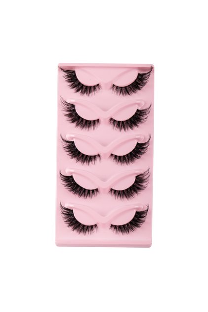 0.10mm C Black 5 Pairs Cat Eye Lashes Faux Mink Eyelashes Natural Long Manga Lashes Winged End Eye E