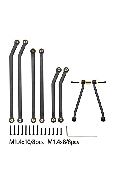 Black BDXRC CNC Aluminum High Clearance 4 Links Set Upgrade Parts for 1/24 RC Crawler Car SCX24 Gla