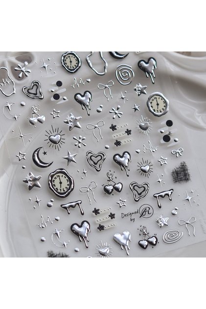 TO5069 Dark Star Moon Heartbeat Love Heart Bowknot Cherry Clock Watch Starburst Silver Irre
