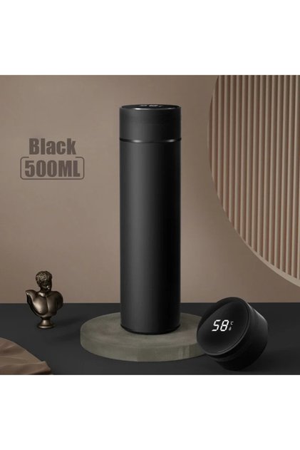 500ml Black 500ML Temperature Display Thermos Cup Stainless Steel Divided Thermos Bottle Outdoor Vac