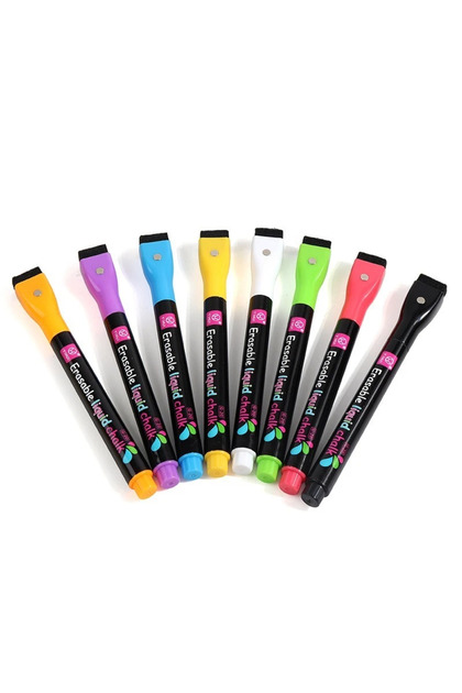 8Pcs Color B 8Color 1-2mm Liquid Chalk Erasable Highlighter Fluorescent Marker Pen for Whiteboard Gr