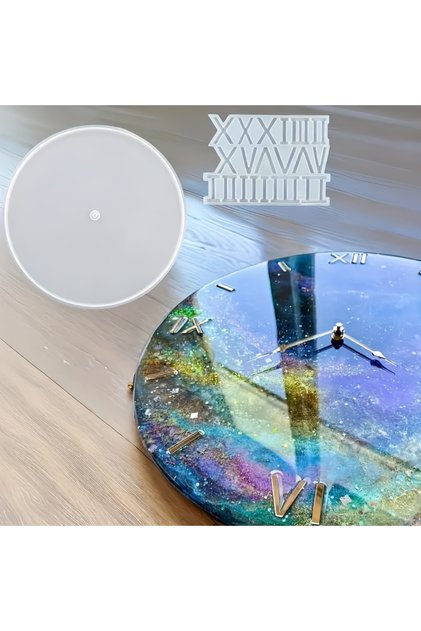 1set without timer DIY 37cm Clock Mould, Square Silicone Mould for Wall Decoration, Plaster Mould R