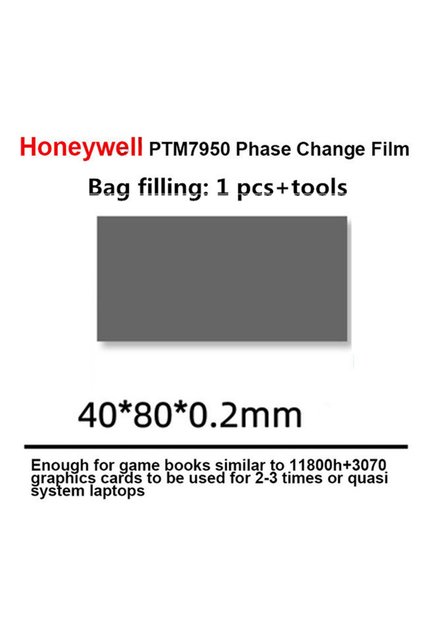 0.2 40X80X0.2mm Honeywell PTM7950 Thermal Pad Phase Change Graphics Card CPU Notebook Computer Cooli