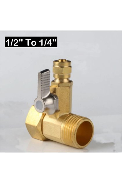 1/4" Gold 1/2'' To 1/4'' Brass Ball Valve RO Water Purifier Adapter Garden Water Ball Valve Tap Conn