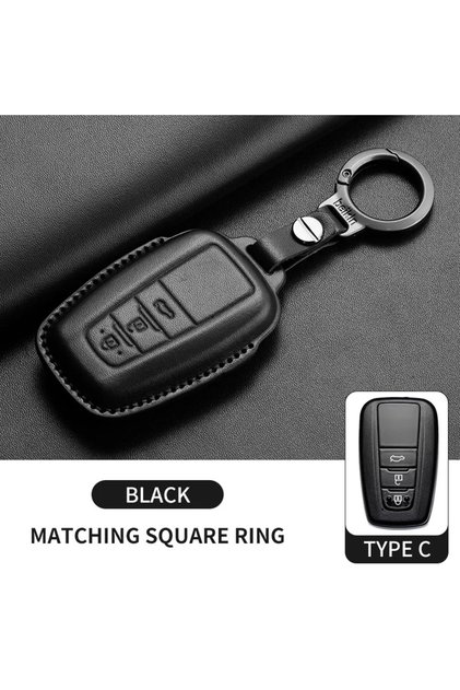Black C1 New Leather Car Remote Key Case Cover Shell For Toyota Prius Camry Corolla Avalon CHR RAV4