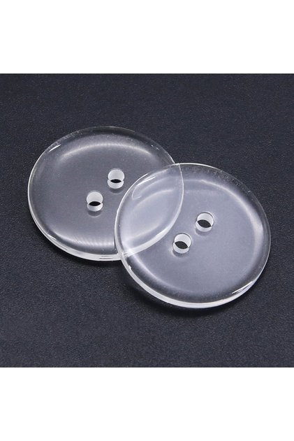 15mm(100pcs) Transparent 100 Pieces Transparent Resin Plastic Buttons 2 Holes Sewing Flatback Round