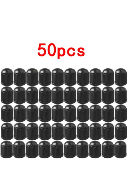 50Pcs Black Tire Valve Dust Caps Stem Covers Plastic Car Wheel Tire Valve Tyre Stem Air Caps Auto Bi