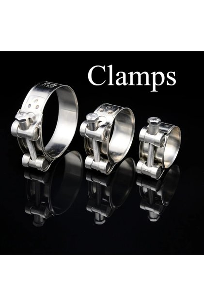 20-22mm Stainless Steel Hose Clamps Heavy Duty T Bolt Exhaust Pipe Clips Tube Fixing Clamps Metal Fa