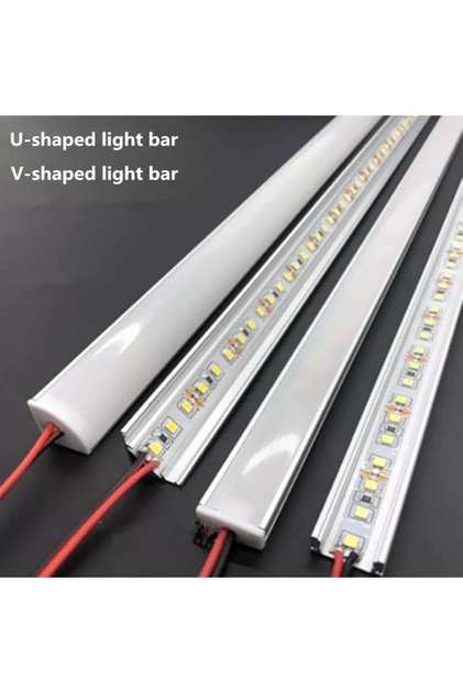 غطاء V Milky 6000K قطعة واحدة شريط إضاءة LED صلب من الألومنيوم DC12V 50 سم 20 بوصة على شكل U/V 5730 36LEDs LED A