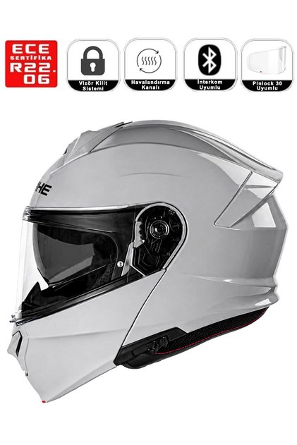935SV Motorsiklet Kaskı Shiny Light Grey Assameas