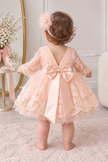 Kız bebek dantelli elbise gelinlik mevlüt elbisesi bebek hediyelik