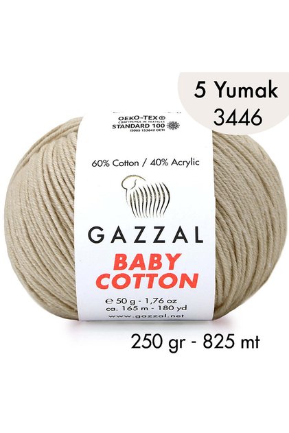 Baby Cotton 3446-Lightweight and Comfortable Cotton Yarn for Summer Projects - 5 Yards