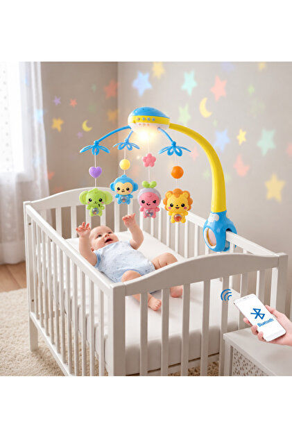 Bluetooth Baby Crib Rotating Musical Device - with Remote Control, Cute Animal Toys