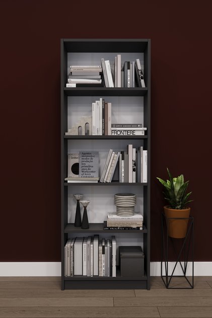 Lüks 5 Raflı Ev Ofis Kitaplık %100 MDF Modern Dekoratif Kütüphane Kitaplık K002