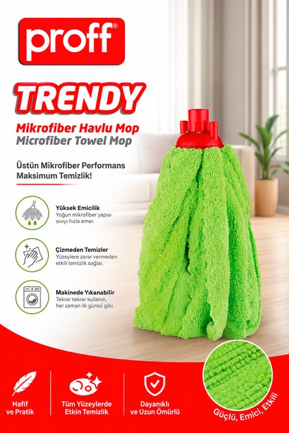 Trendy Mikrofiber Havlu Mop Yüksek Emici Çizmez Yıkanabilir Paspas Yedek Başlığı