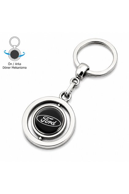 Μπρελόκ Ford Auto με περιστρεφόμενο μηχανισμό, Μέγεθος 9cm x 3.5cm, Αμφίδρομο λογότυπο, Δώρο Αξεσουάρ Αυτοκινήτου Μπρελόκ Αυτοκινήτου