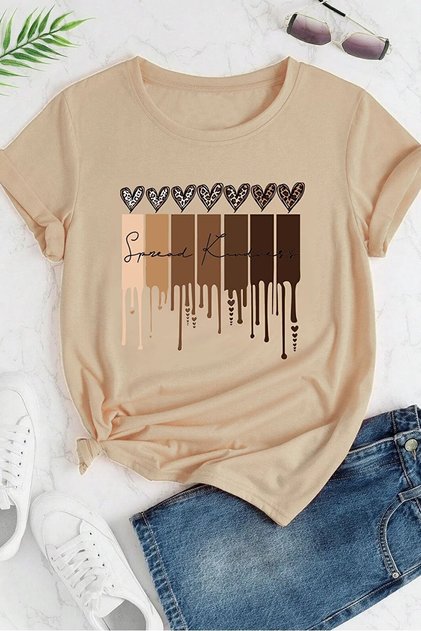 Unisex Leopard Heart Printed Oversize T-Shirt
