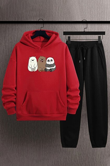 Unisex Friendly Bears Printed Tracksuit Set
