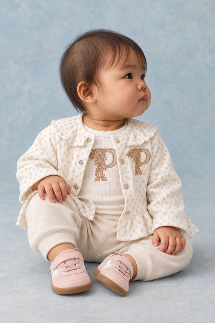 Baby Girl Ruffle Jacket, Snap-On Bodysuit & Pants 3-Piece Set