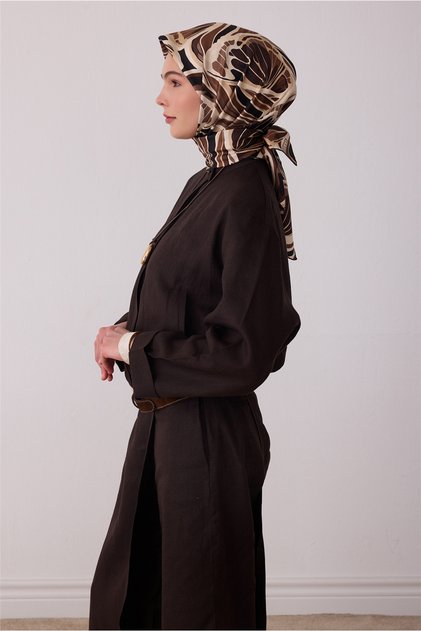 Brown Abstract Pattern 100% Twill Silk Scarf 4417-60