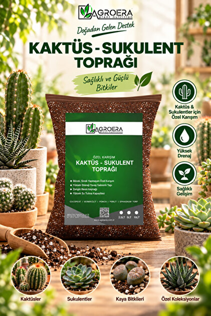 Mucizevi Kaktüs Sukulent Toprağı 5 Lt - Yavaş Salınımlı, Yüksek Drenajlı