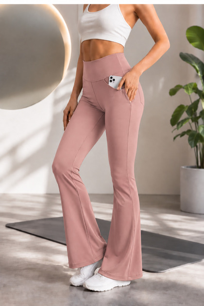 Kadın Bootcut Yüksek Bel Yoga Egzersiz 4 Cepli Toparlayıcı Ispanyol Paça Tayt Pantolon