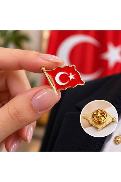 Türk Bayrağı Yaka Rozeti | Metal Kaliteli | Kararmaz | Unisex Takı Aksesuar | Rozet