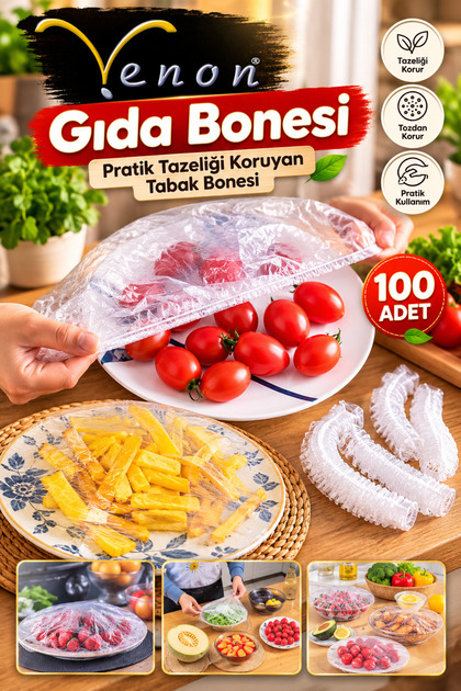 ⭐⭐100 Adet Pratik Tazeliği Koruyan Tencere ⭐ Tabak Bonesi Çok Amaçlı Kapak Gıda Bonesi ⭐