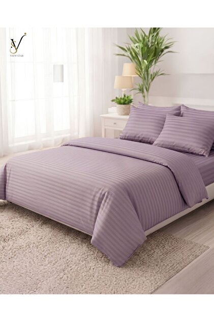 6 Pcs King Size Bedding Set (LG-Purple) – 1 Fitted Sheet, 1 Quilt Cover, 4 Pillowcases