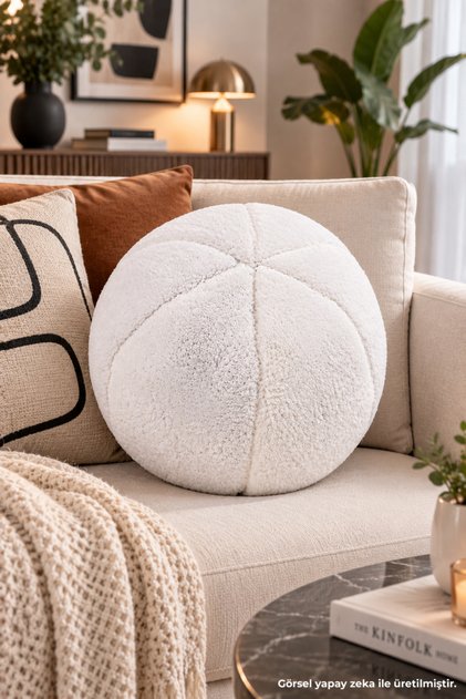 Plush Ball Pillow - Round Decorative Pillow, Soft Plush Home Decor