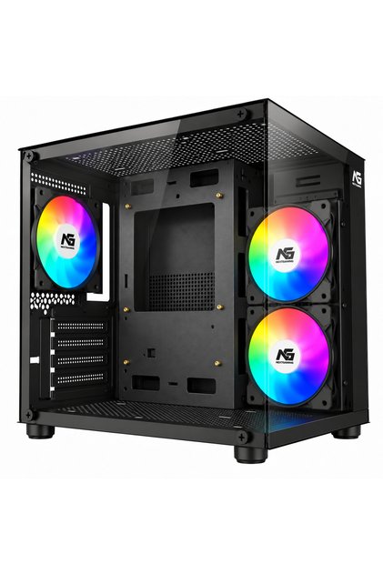 Orion Cube 3x Tuştan Değişen RGB Fanlı M-Atx Boş Bilgisayar Kasası Siyah