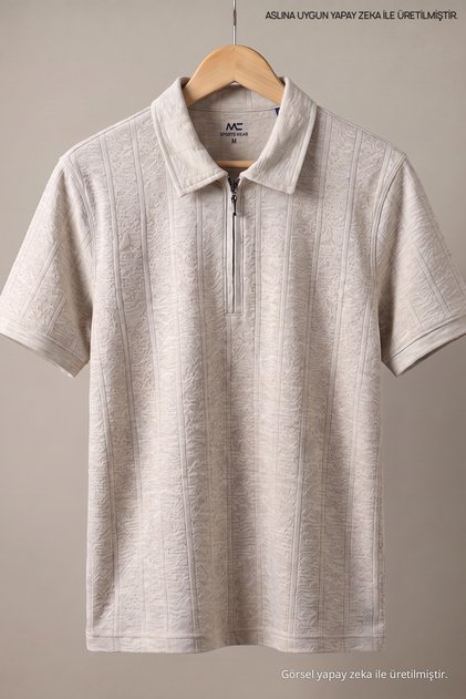 Men's Trend Premium Comfortable Beige Linen Polo Collar T-Shirt
