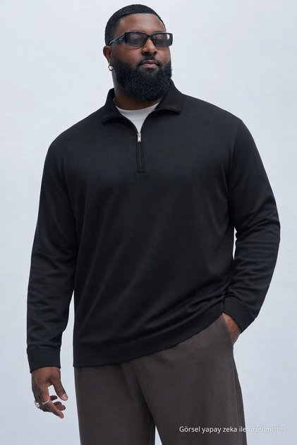 Tricotaj negru de sezon pentru bărbați, mărime mare, Swea tricou
