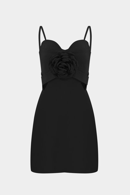 Rochie mini premium pentru femei, cu detalii cu trandafiri și bretele