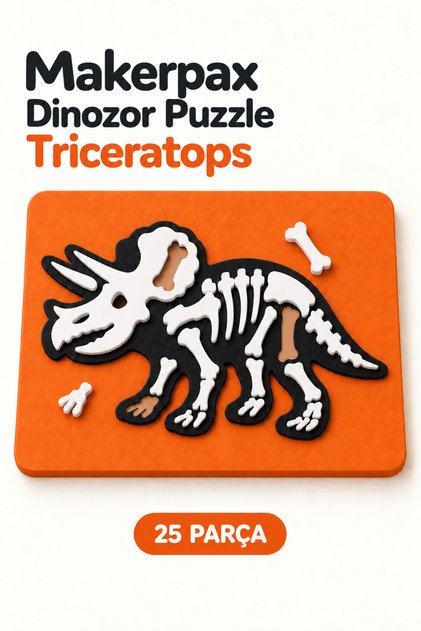 Minipax Dinozor Bul-Tak Puzzle 25 Parça 3+ Yaş Eğitici Çocuk Oyuncağı Turuncu