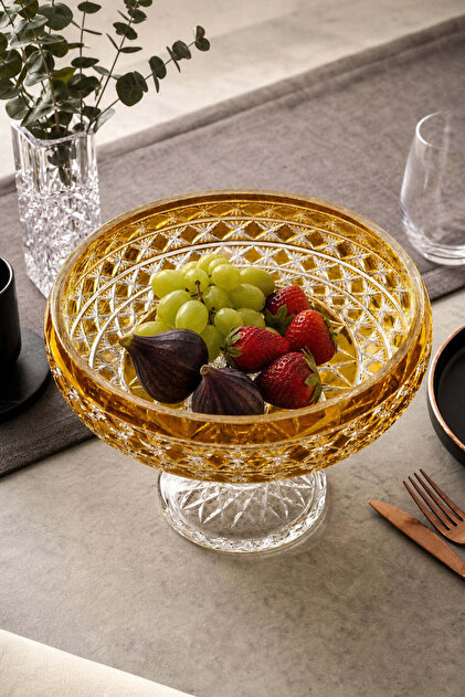 Handmade Crystal Patterned Amethist 28cm Tableware Presentation Bowl