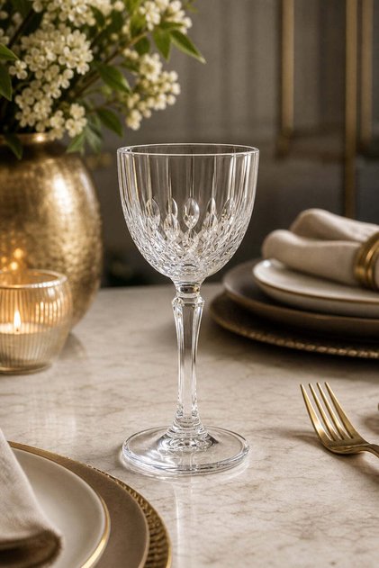 Handmade Drop Cut Crystal Stemmed Goblet 165Cc