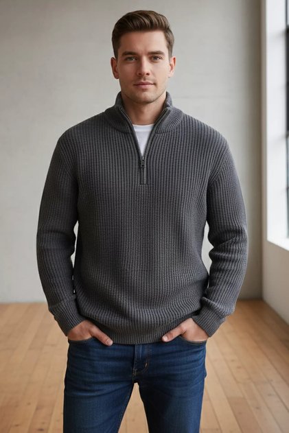 Men's Half-Zip Knit Sweater