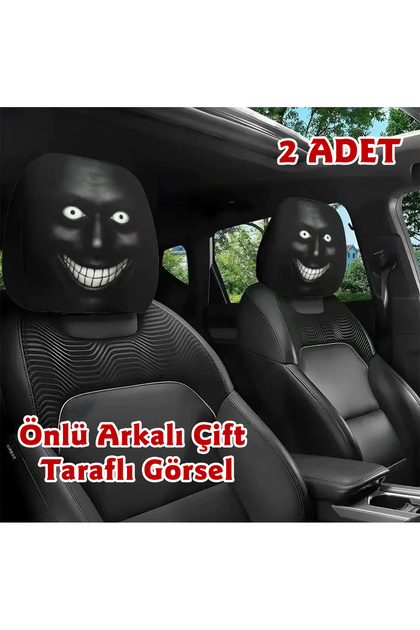 Korkunç Yüz-2 Çift Taraflı Dekoratif Oto Başlık Kılıfı/Maske 2'li