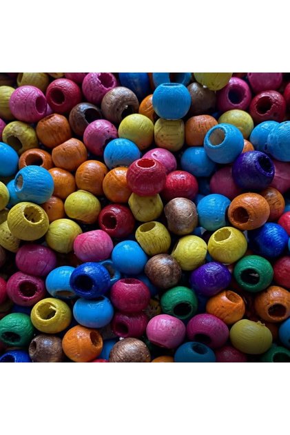 10 Mm Karışık Renk Ahşap Boncuk Makrome Çanta Bileklik Takı Boncuk 50 Adet