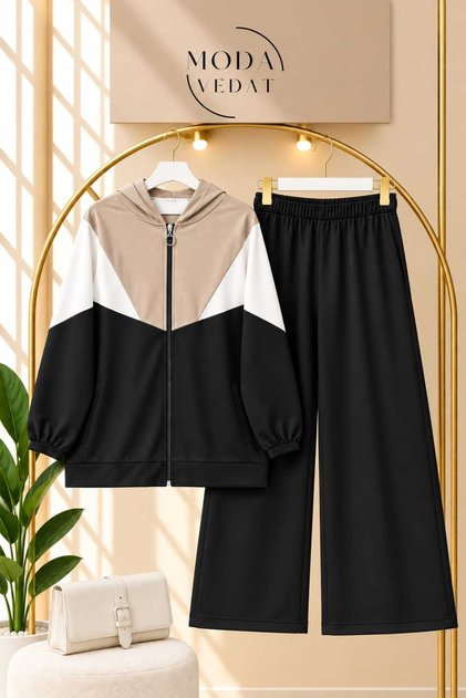 Women's Hooded Zippered Pants Set -0700