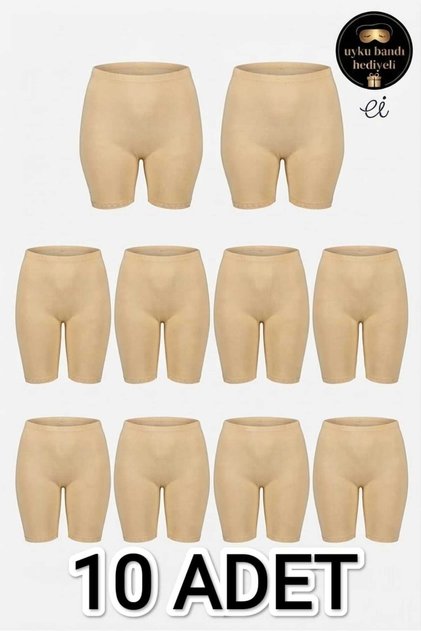 Pack of 10 Skin Color Plus Size 100% Cotton Women's Long Underpants with Elastic Cuffs - Mom's Underpants - Custom Made Sleep Band with Gift