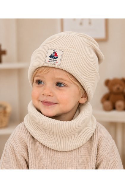 Ship Emblem Flexible Camisole Scarf Beret Set