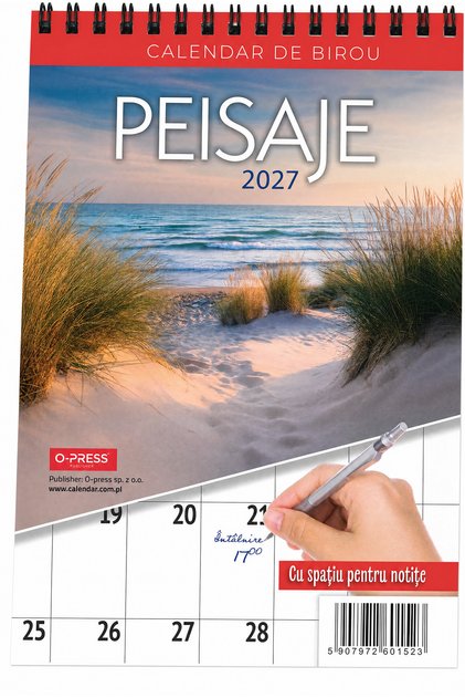 Calendar de birou A5 cu peisaje si spatiu pentru notite