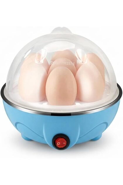 World 7-Egg Electric Egg Cooker & Steamer, 350W Rapid Egg Boiler with Auto Shut-Off, Fast Hard & Soft Boiled Egg Maker, Compact Breakfast Appliance for Home & Kitchen - Blue