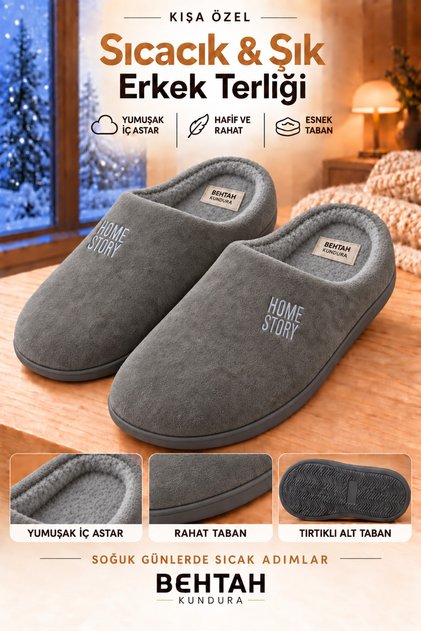 Men's Warm Thermal Wool Winter House Slippers After-Bath Slippers