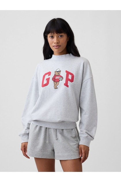 Kadın Açık Gri Fransız Havlu Kumaş Brannan Bear Logo Sweatshirt