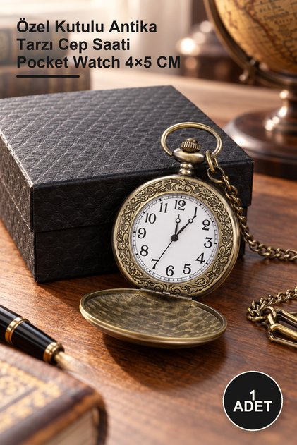 1 Piece Antique Chain Watch – Antique Style Pocket Watch with Special Box Pocket Watch 4×5 cm