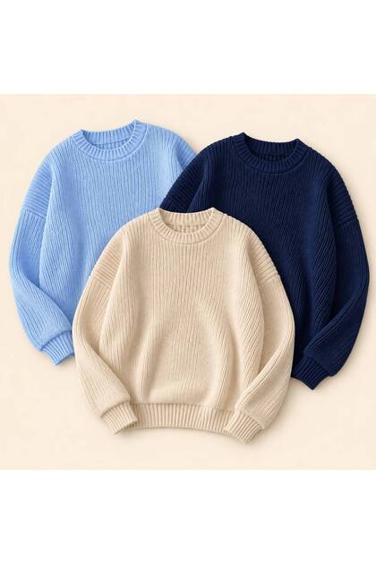 Men's Crew Neck Knitwear Sweater High Neck Long Sleeve Casual Basic Knitted Sweater