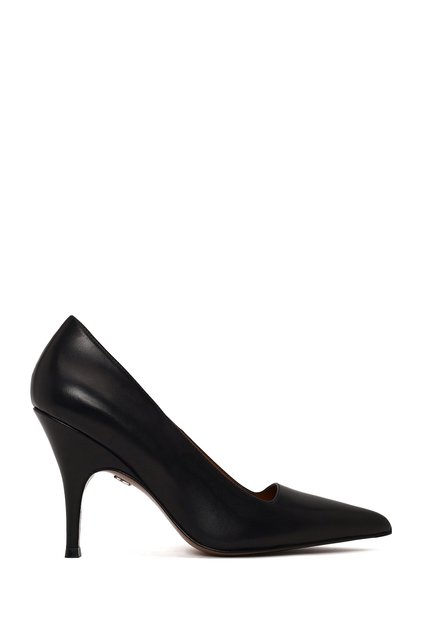 Women's Black Thin Heeled Leather Stiletto Af100006Dv
